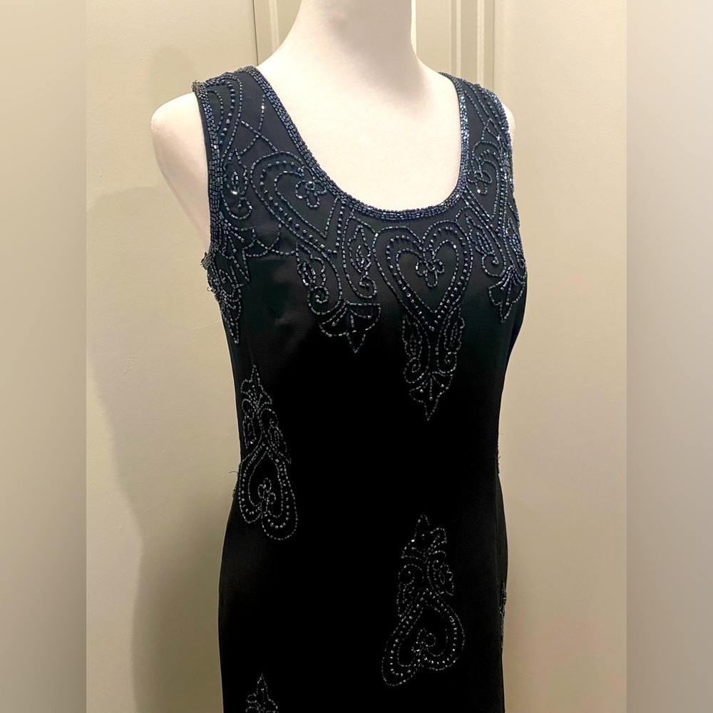 VTG JKARA New York Beaded Black Mid-Length Sleeveless Dress - Size 6 - Picture 1 of 17